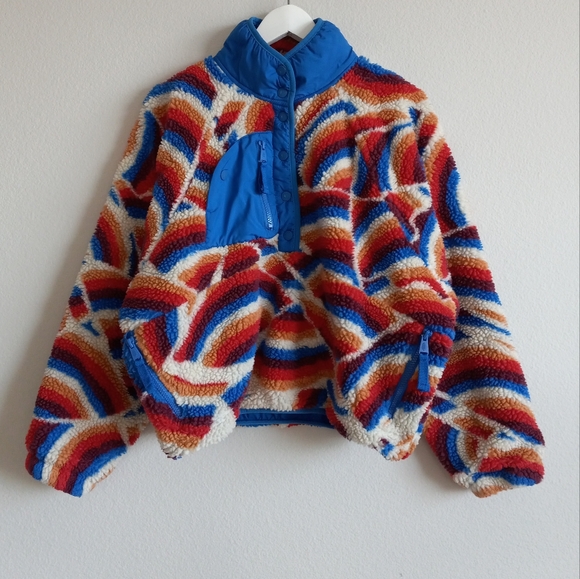 Free People Movement Hit The Slopes Printed Fleece Pullover Jacket S - Picture 2 of 14